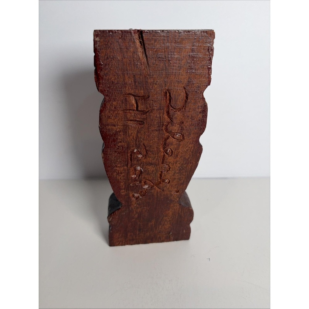 Lono Tiki Idol Statue Hand Carved Hard Wood Signed Hawaii 6" - Picture 4 of 10